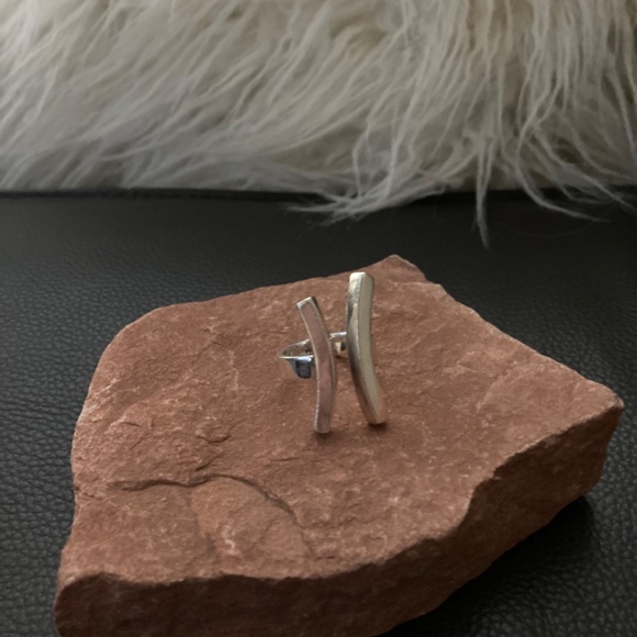 .925 Large Double Bar Sterling Silver Ring - Picture 2 of 14